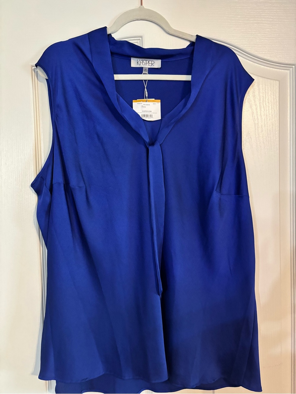 Kasper Cobalt Blue Sleeveless Tie-Neck Camisole